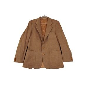 VTG Sergio Valente 100% Wool Tweed Blazer Mens 40R Elbow Patches Strawberry Red